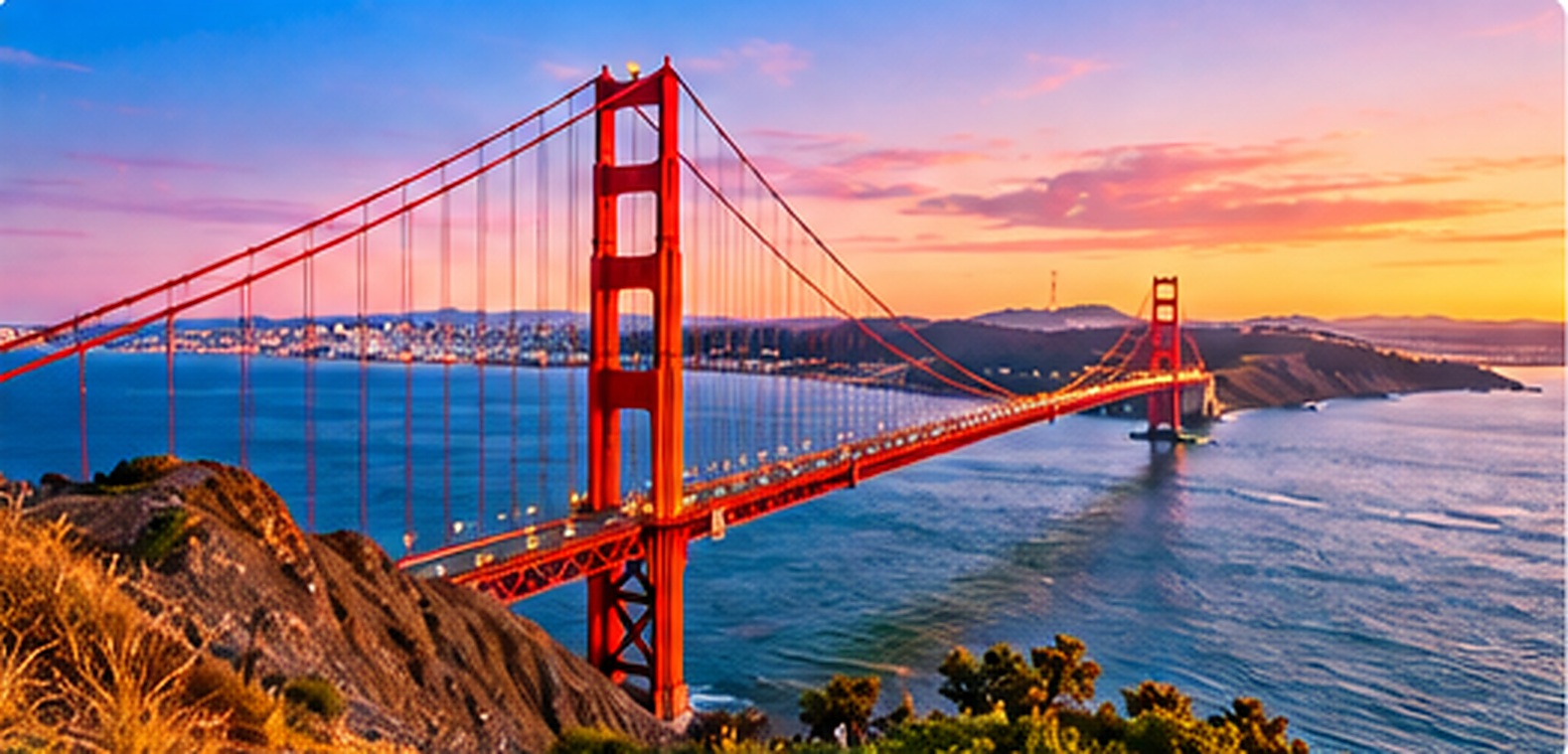 Golden Gate Bridge at sunset illustrating California real estate investment research