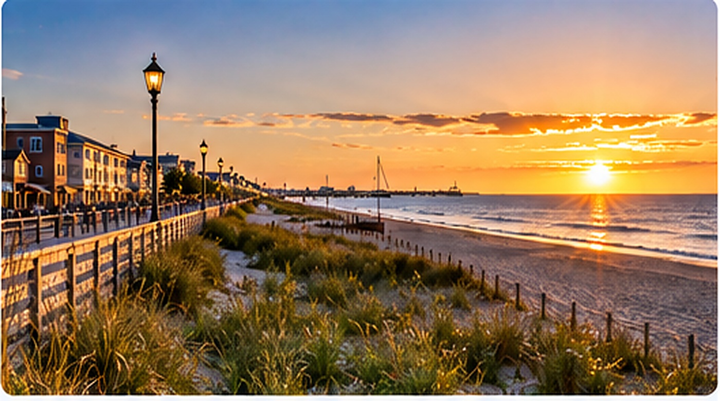 Delaware-inspired coastal boardwalk illustration for DSCR Loan Delaware investor education