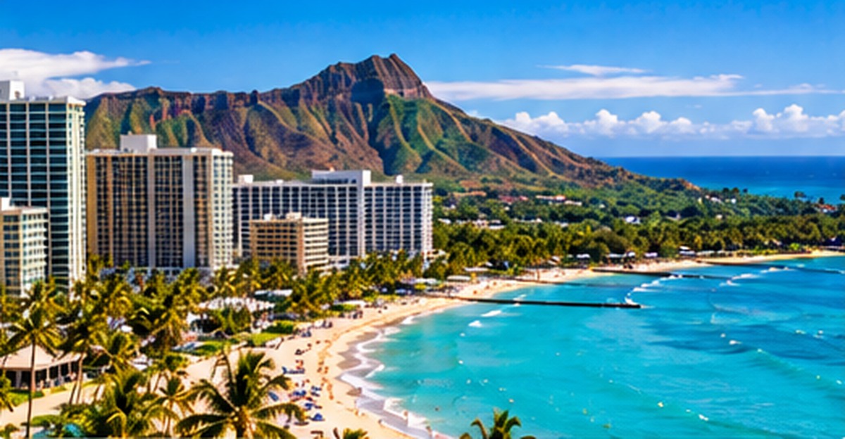 Generated Hawaii-inspired coastal neighborhood artwork for Hawaii DSCR Loans property research